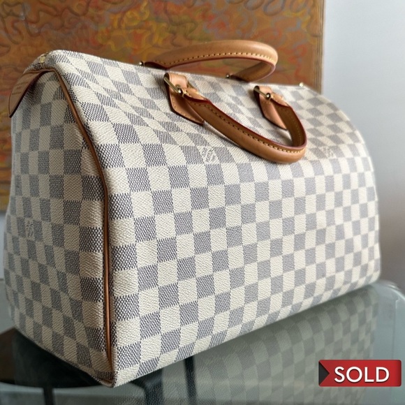 SOLD - mint 2011 Louis VUITTON 35 SPEEDY DAMIER AZUR - Picture 1 of 14